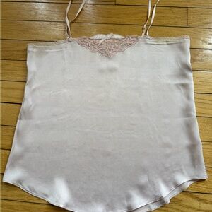 Vintage French Pink Silk Camisole with Lace Detail